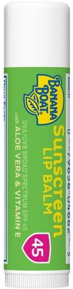 2 Banana Boat Aloe Vera with Vitamin E Sunscreen Lip Balm, SPF 45, 0.15 Ounces