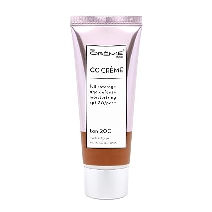 The Creme Shop Color-Adapting Makeup Infused with Kokum Butter, Grapeseed Oil, Cica, Vitamin C, and Aloe Leaf Extract - Full Coverage, Hydrating, SPF 30 - Inclusivity in Every Shade - TAN 200