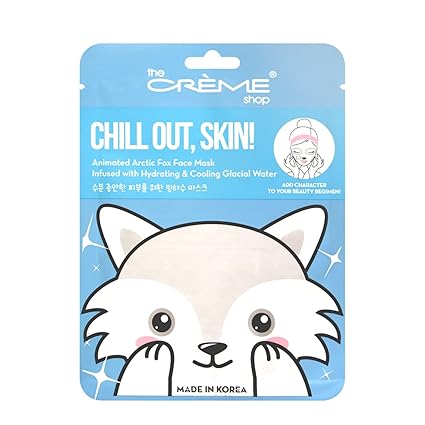 Chill Out, Skin! Animated Arctic Fox Face Mask - Hydrating & Cooling Glacial Water