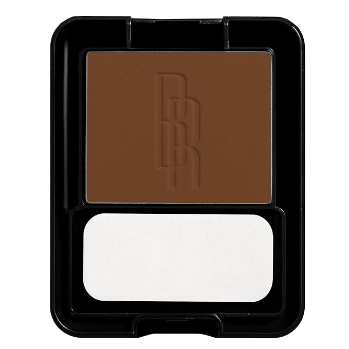Black Radiance Pressed Powder, Pigment-Rich Matte Finish for Dark Skin Tones, Oil-Absorbing Compact with Mirror & Sponge - Café