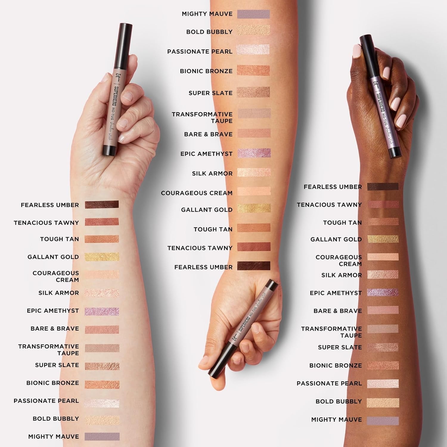 IT Cosmetics Superhero No-Tug Waterproof Eyeshadow Stick, Bionic Bronze, 0.05 oz, Cream Formula