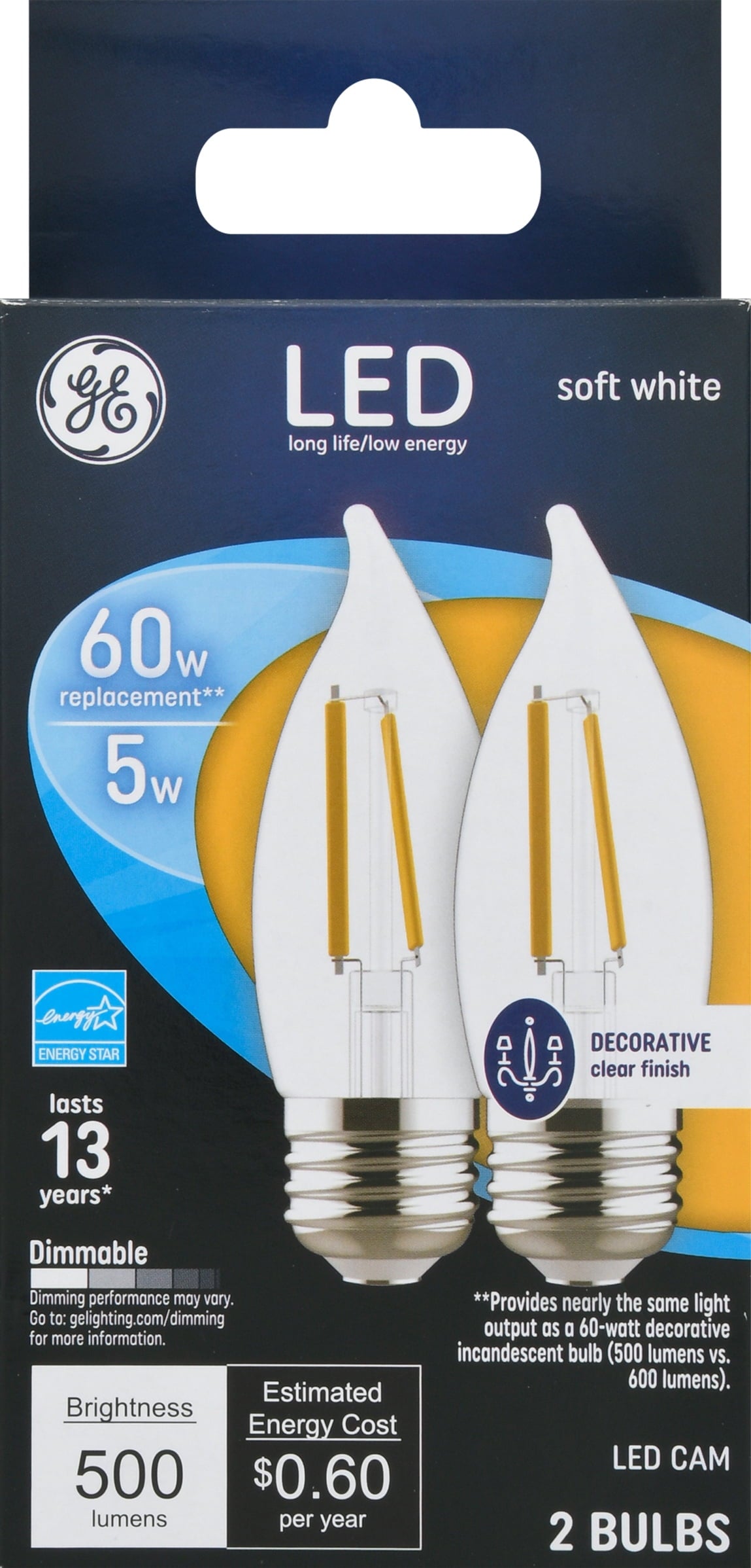 GE LED 7-Watt Chandelier Medium Base Clear Bulbs