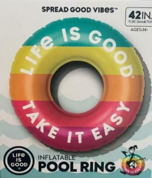 LIFE IS GOOD TAKE IT EASY INFLATABLE POOL RING 42" DIAMETER AGES 14+